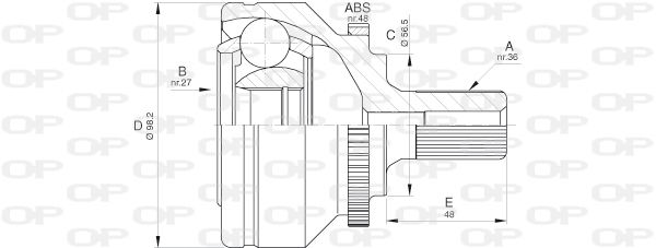 OPEN PARTS Шарнирный комплект, приводной вал CVJ5589.10